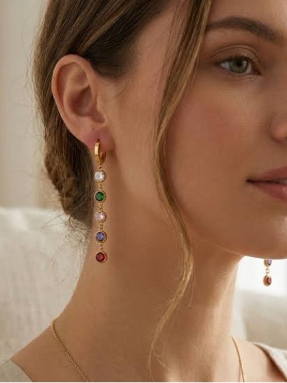 Gold Multicolor Drop Earrings - Women Jewelry
